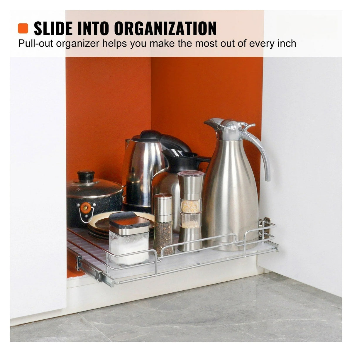 Chrome Steel Roll Out Drawers Cabinet Organizer M54565