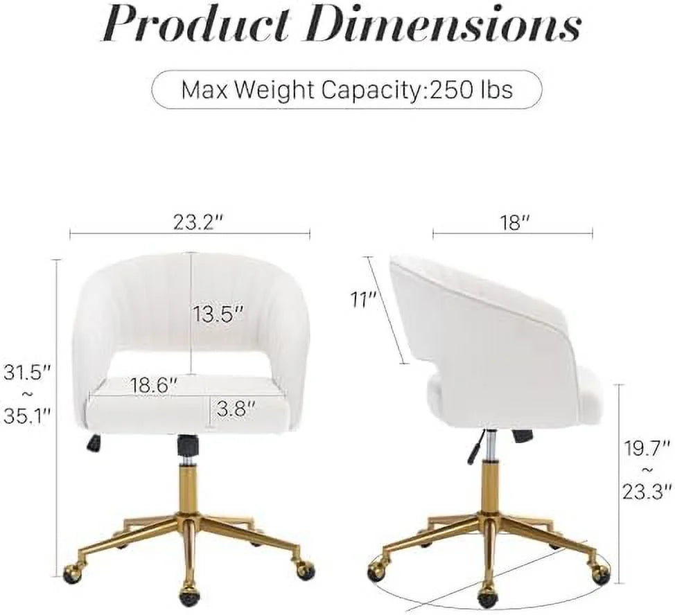 Velvet Height Adjustable Swivel Desk Chair B7178