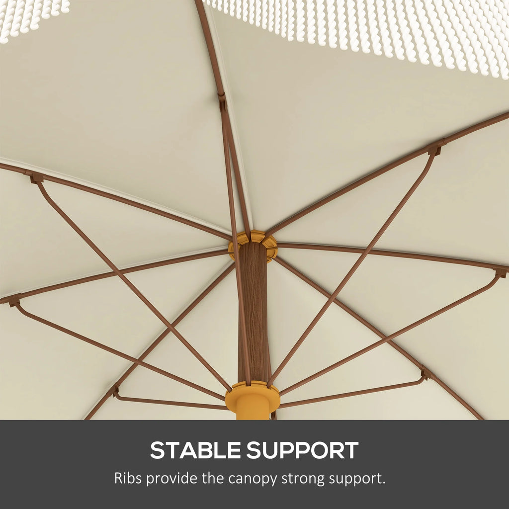 White Ruffled Beach Umbrella with Carry Bag X563