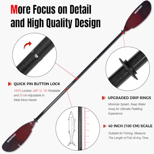 Carbon Fiber Shaft Plastic Blade Adjustable Kayak Paddles L6359