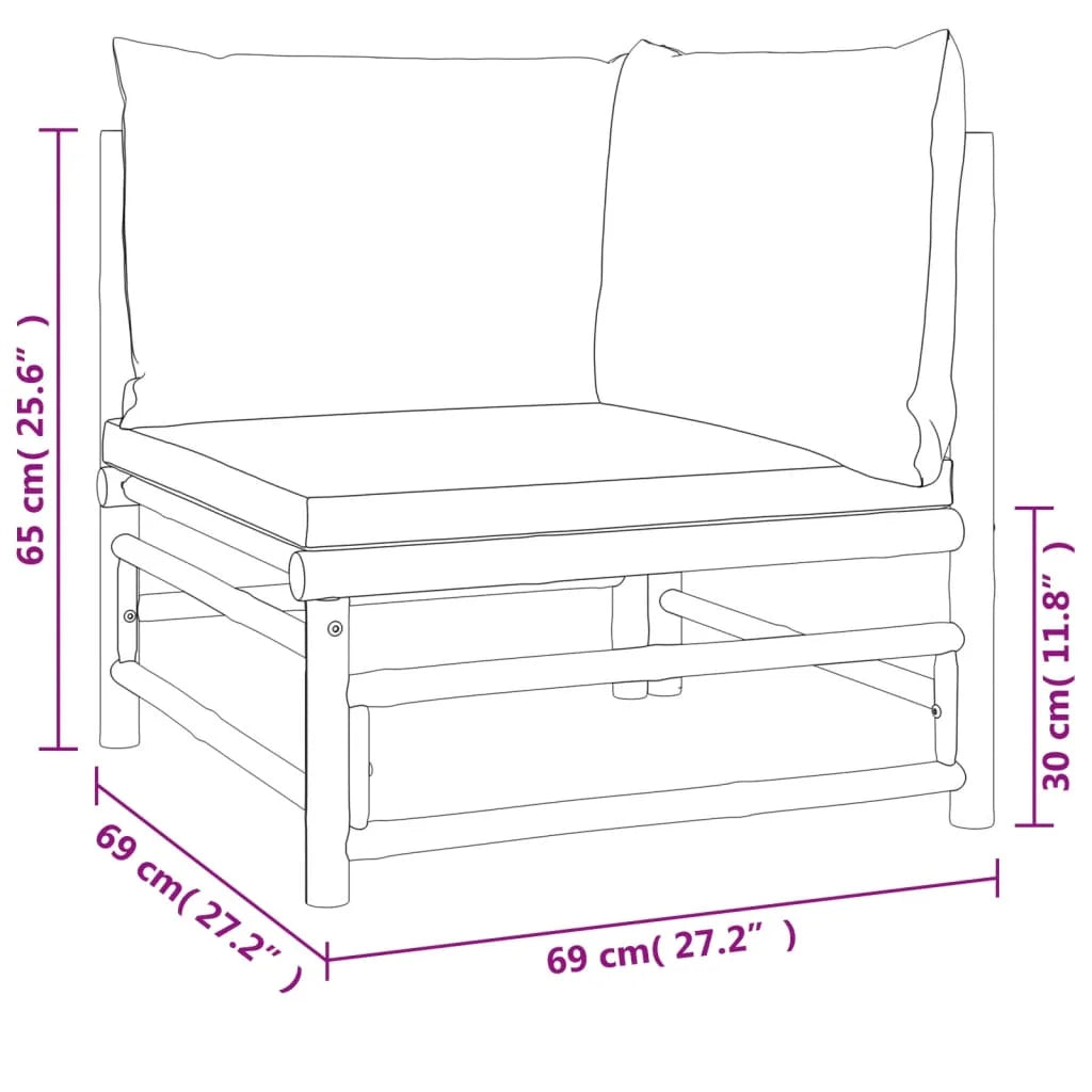 Bamboo Patio Corner Sofa with Gray Cushions Q796253