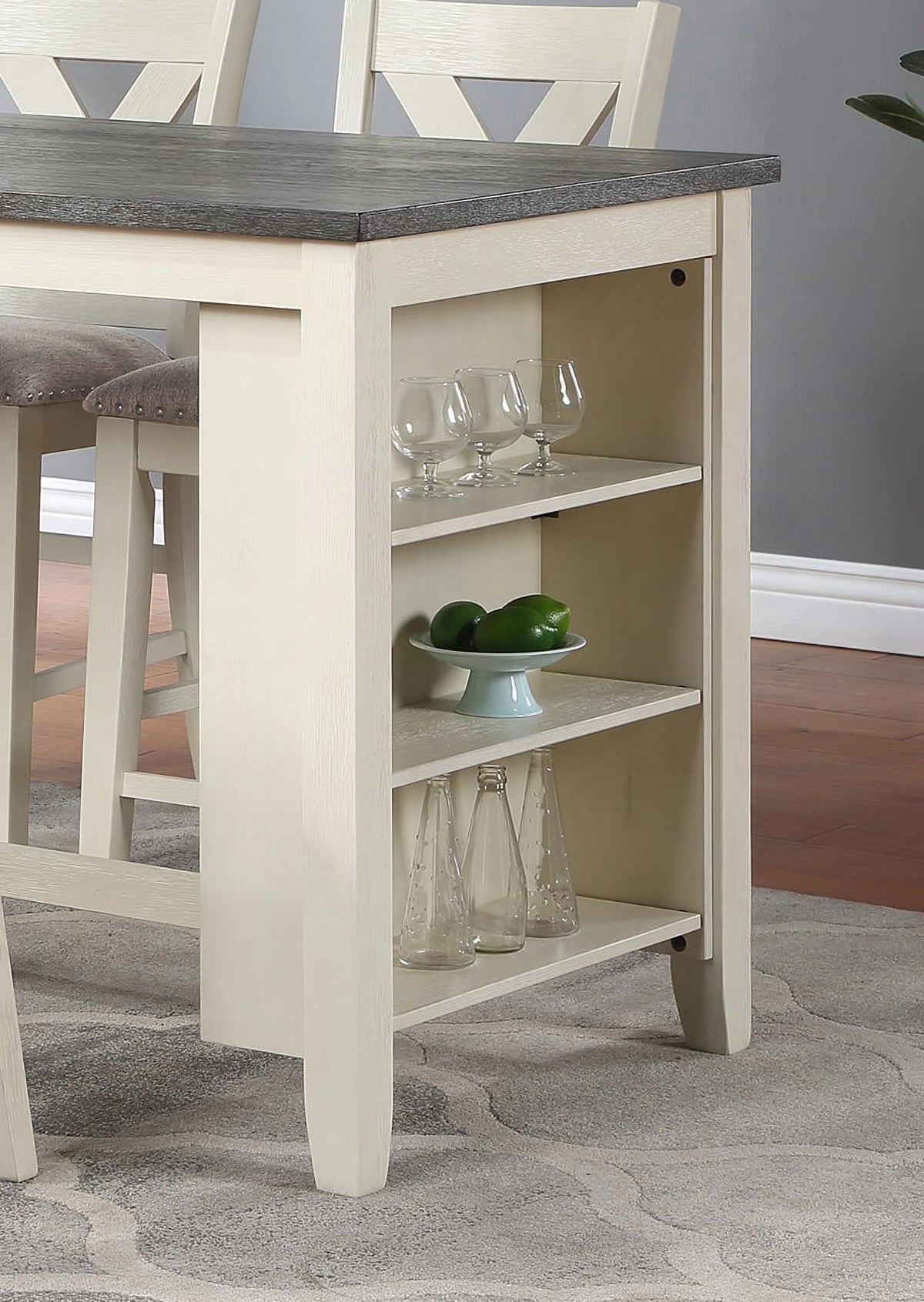 5 Pc Counter Height Dining Table with Storage Shelves N4206