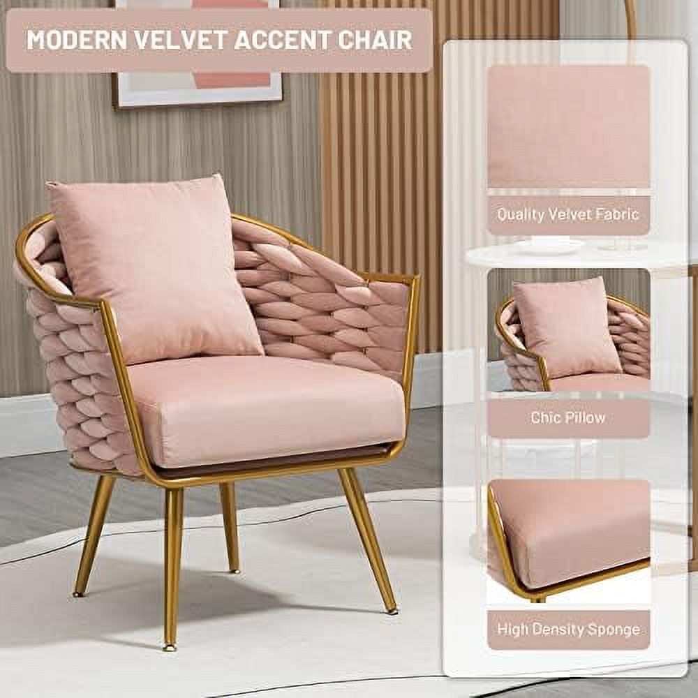 Navy Velvet Accent Chair with Pillow V33655
