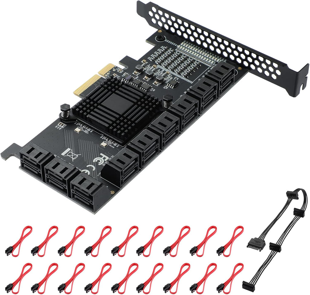 6 Port PCIe SATA 3.0 Card with 6 SATA Cables and Low Profile Bracket I8313
