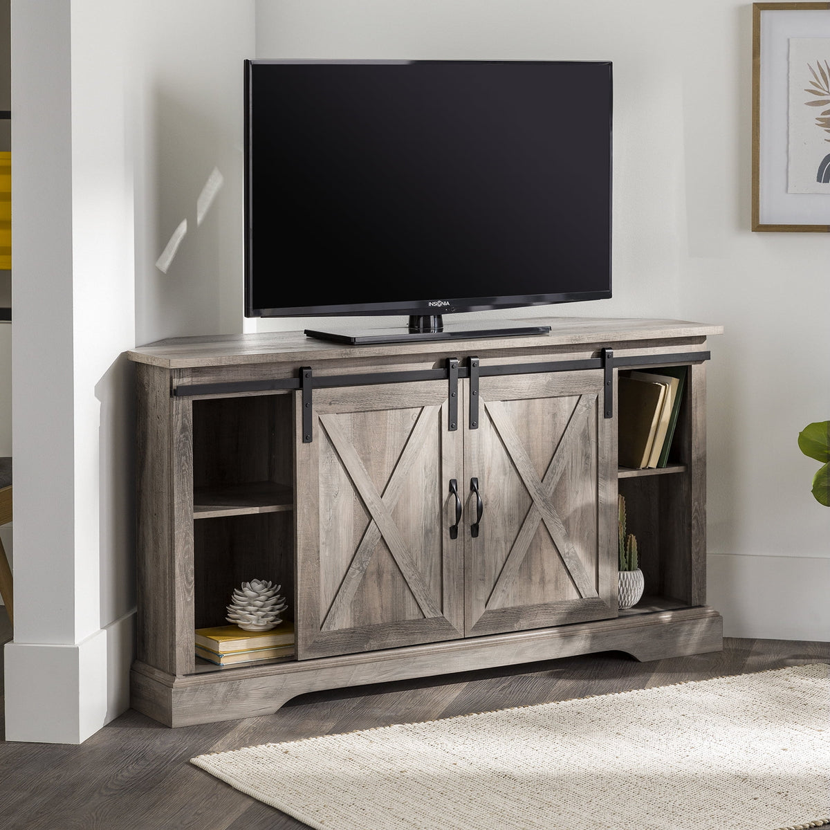 White Oak Corner TV Stand G825