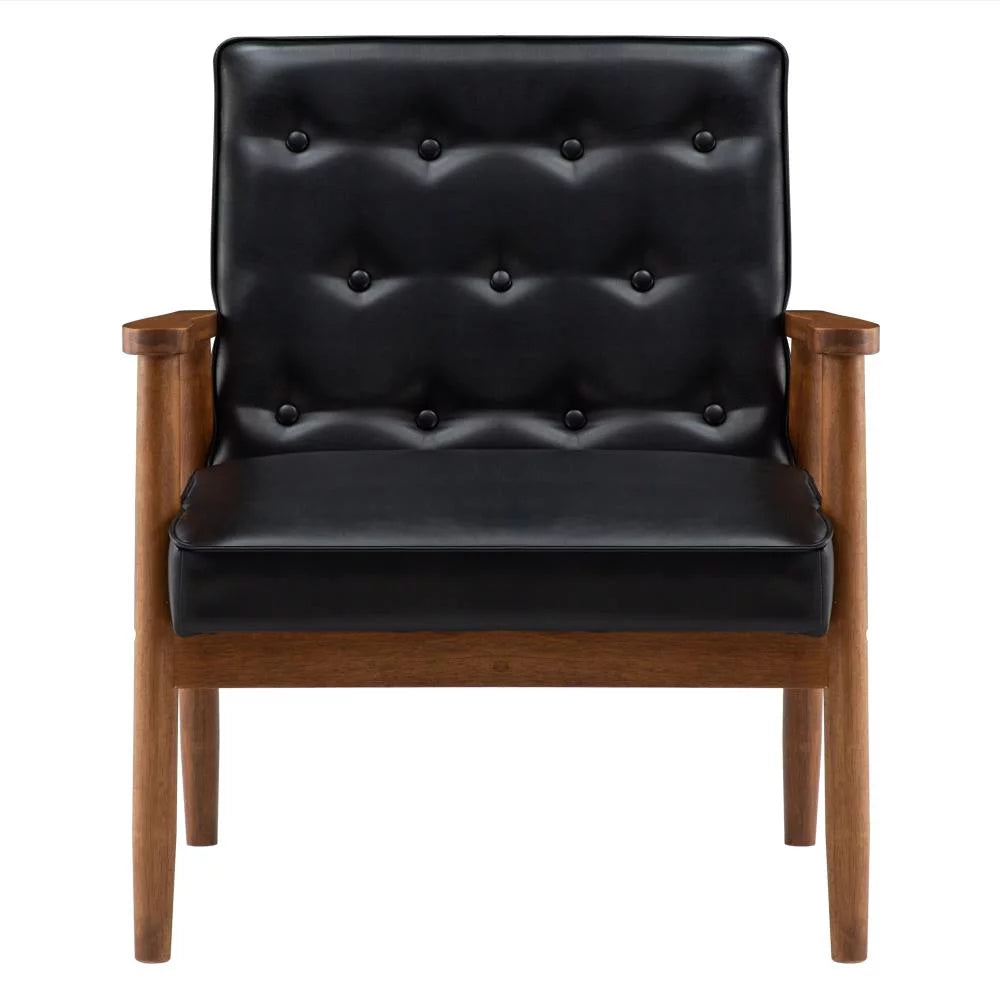 Black Fabric Upholstered Wooden Accent Chair Y71734