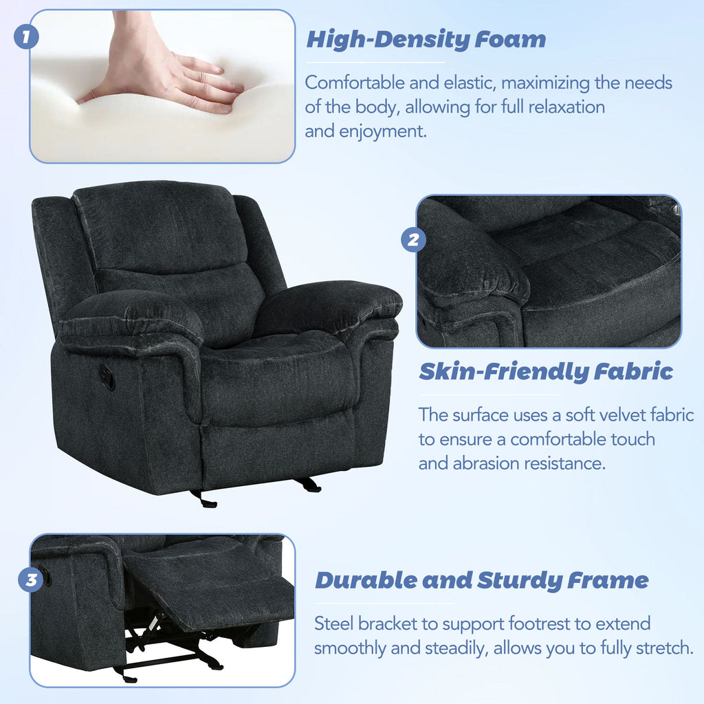 Dark Blue Manual Reclining Sofa I330400