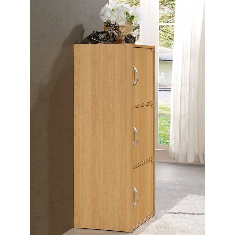 3 Shelf 3 Door Bookcase in Beech, Brown H14976