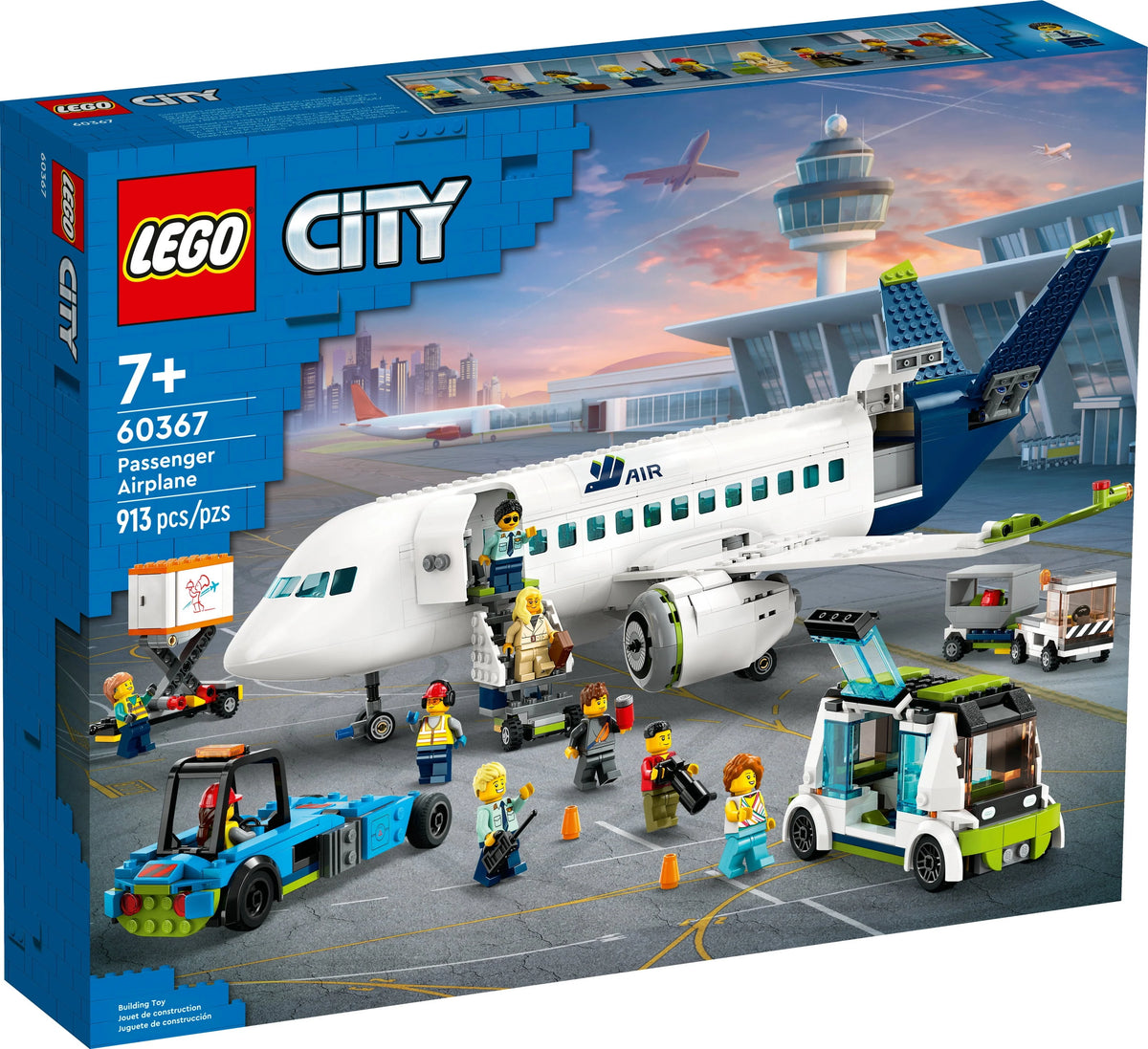 Airplane Building Toy Set with Passenger Bus and Minifigures N7183