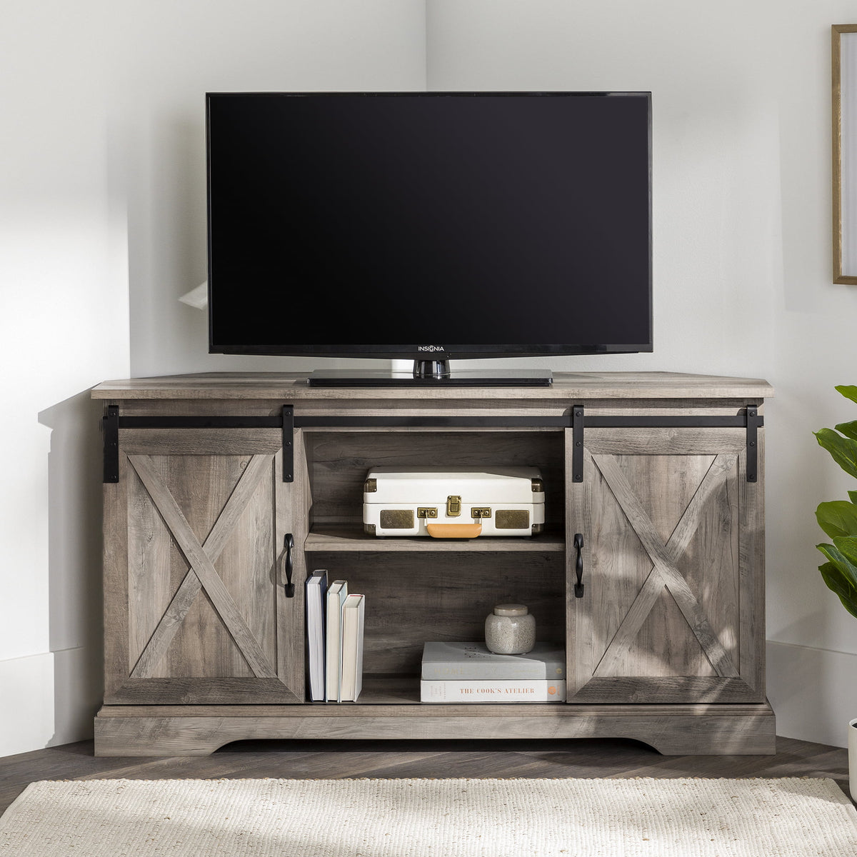 White Oak Corner TV Stand G825
