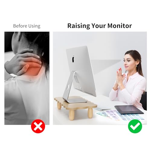 White Wood Monitor Stand Riser O59701