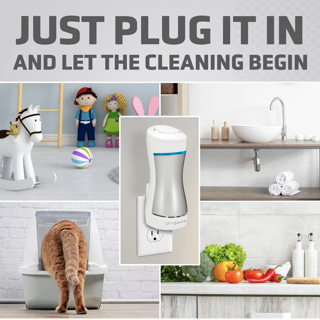 Pluggable Air Purifier with UV Sanitizer and Odor Reducer, White K2745