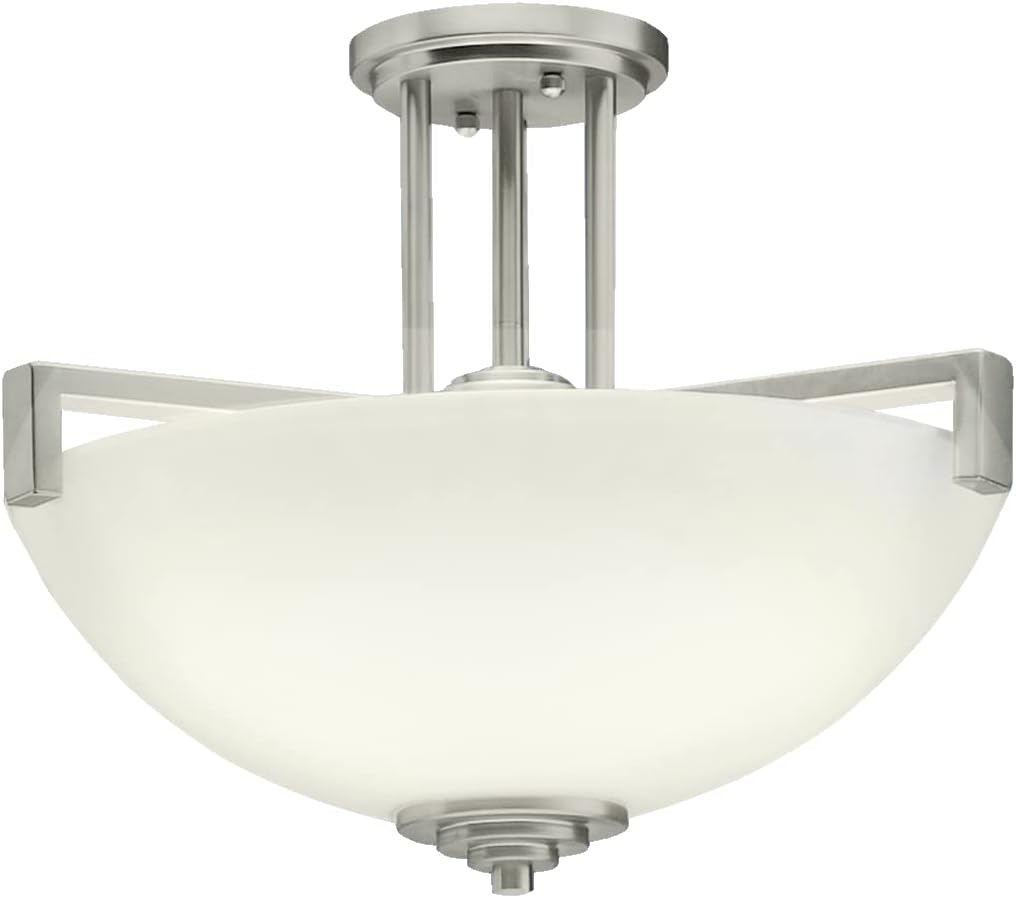 14.5 3 Light Convertible Pendant or Semi Flush with Satin Etched Cased Opal Glass in Brushed Nickel X26374