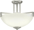14.5 3 Light Convertible Pendant or Semi Flush with Satin Etched Cased Opal Glass in Brushed Nickel X26374