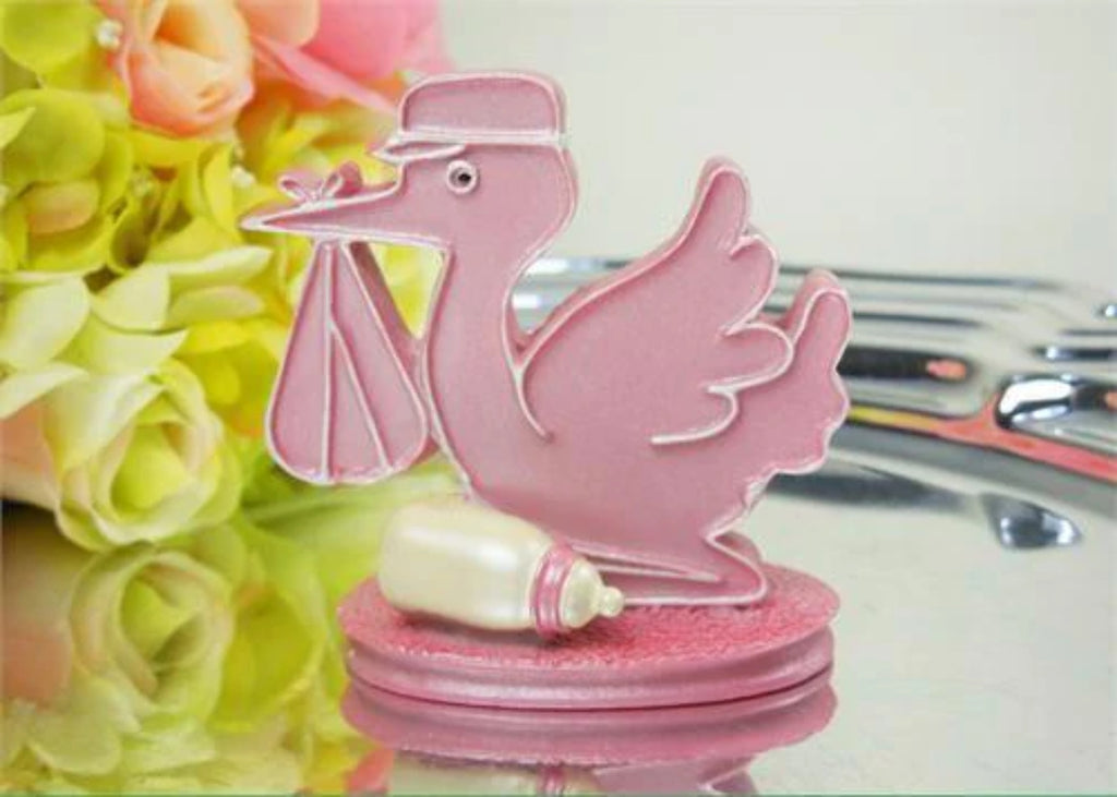 Pink Baby Shower Stork and Bottle Favors E3920
