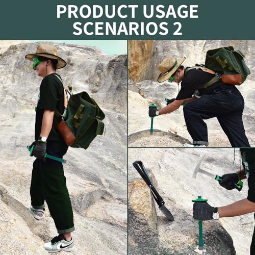 15 PCS Geology Rock Pick Hammer Kit with Digging Chisels, Shovel, Backpack, Magnifying Glass, Goggles, Whistle, Soil Sieve O689551