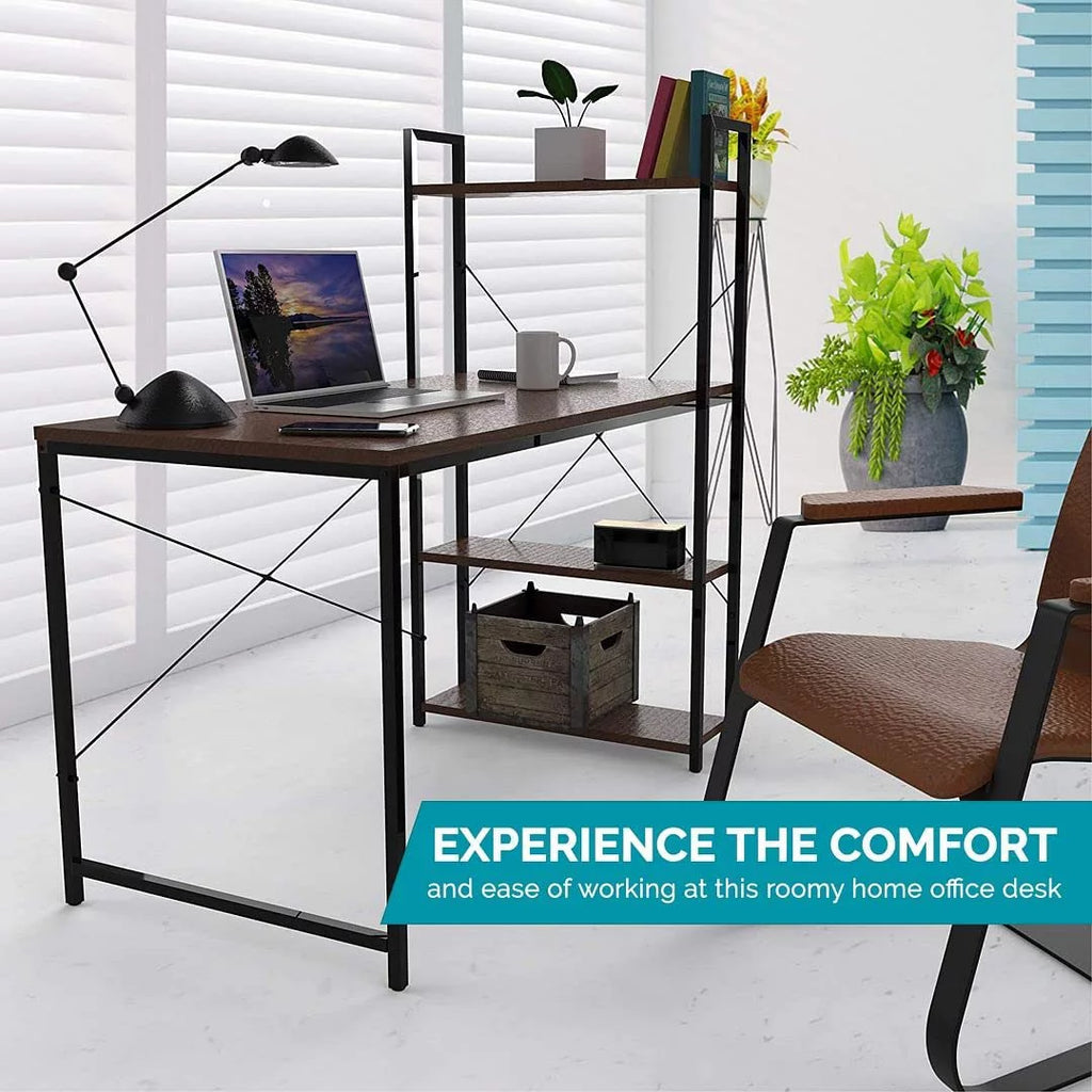 Brown Computer Desk with Shelves X679696