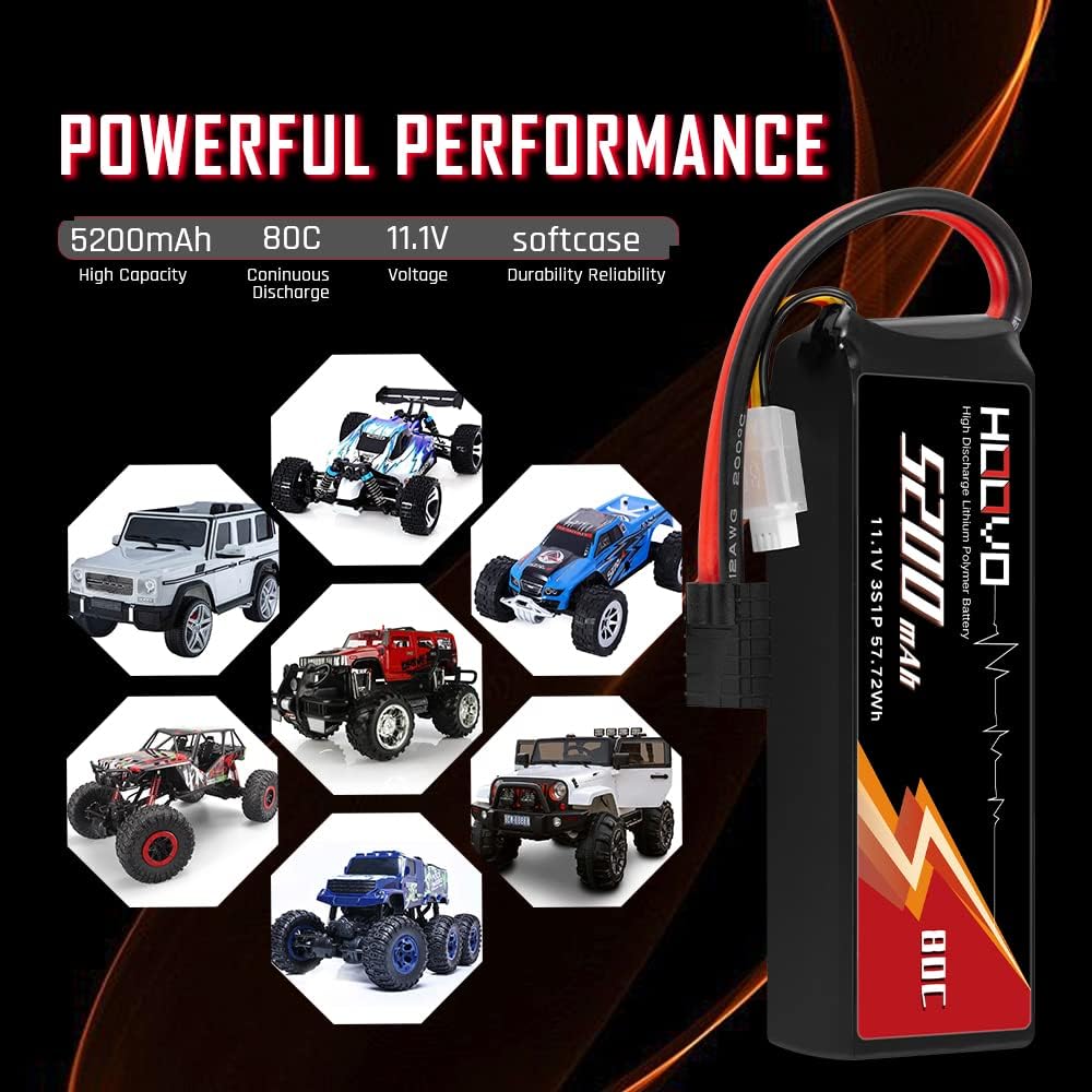 11.1V 80C 5200mAh 3S LiPo Battery with Plug 2 Packs M18982
