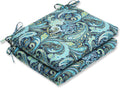 Blue/Green 16" x 18.5" Square Corner Chair Seat Cushion with Ties, 2 Count I3175