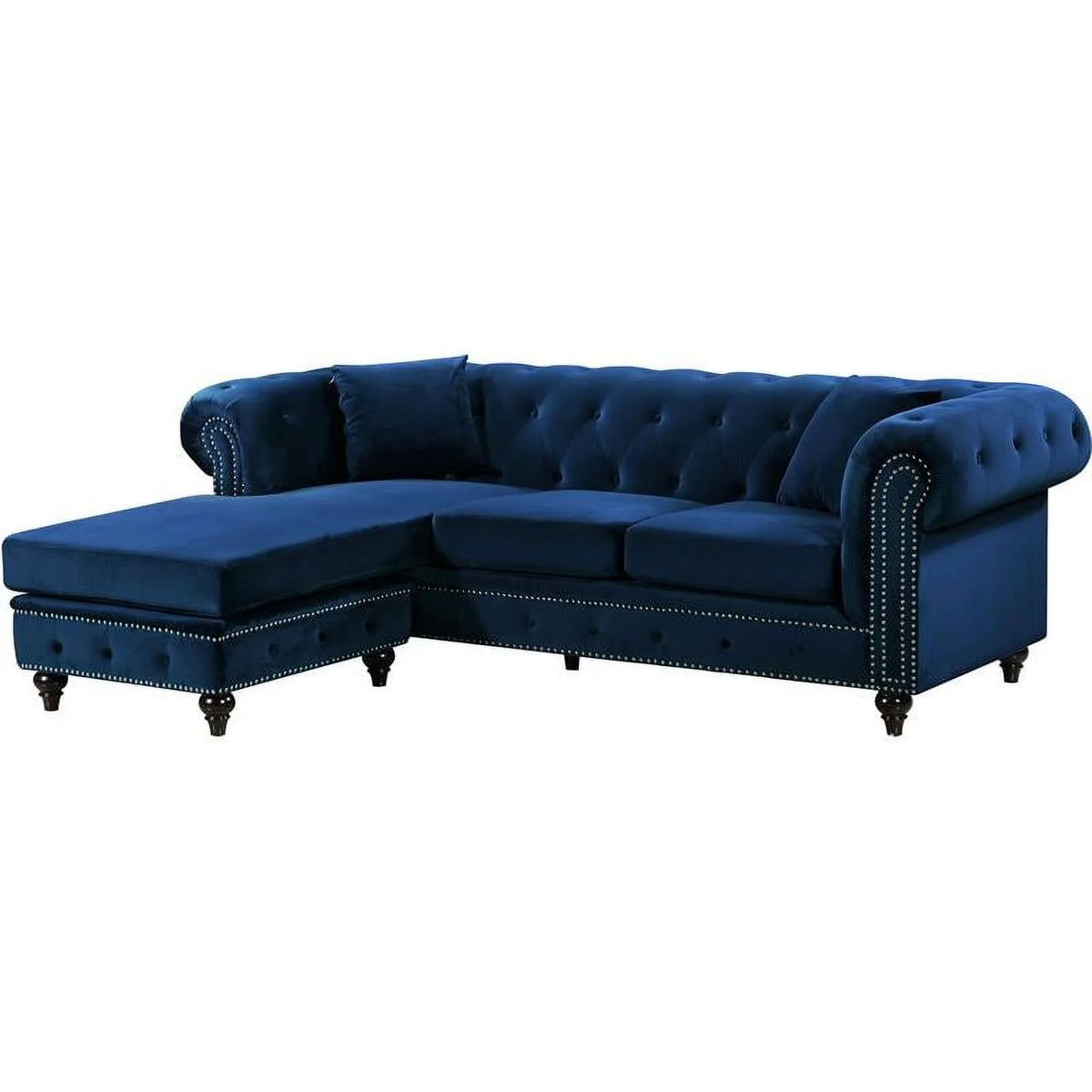 Navy Velvet Reversible Sectional I77938