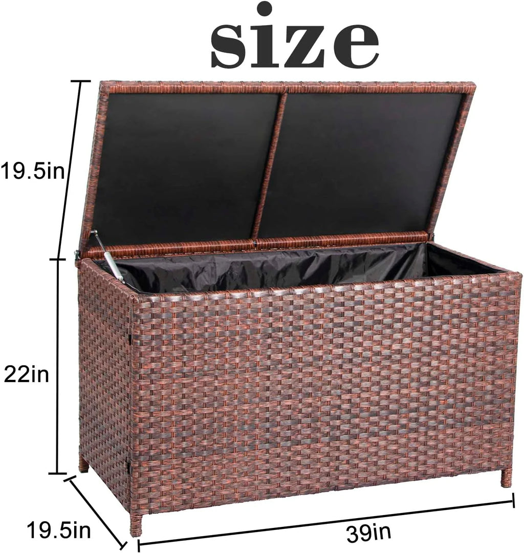 Outdoor Wicker Rattan Storage Box Table 70 Gallon M5339