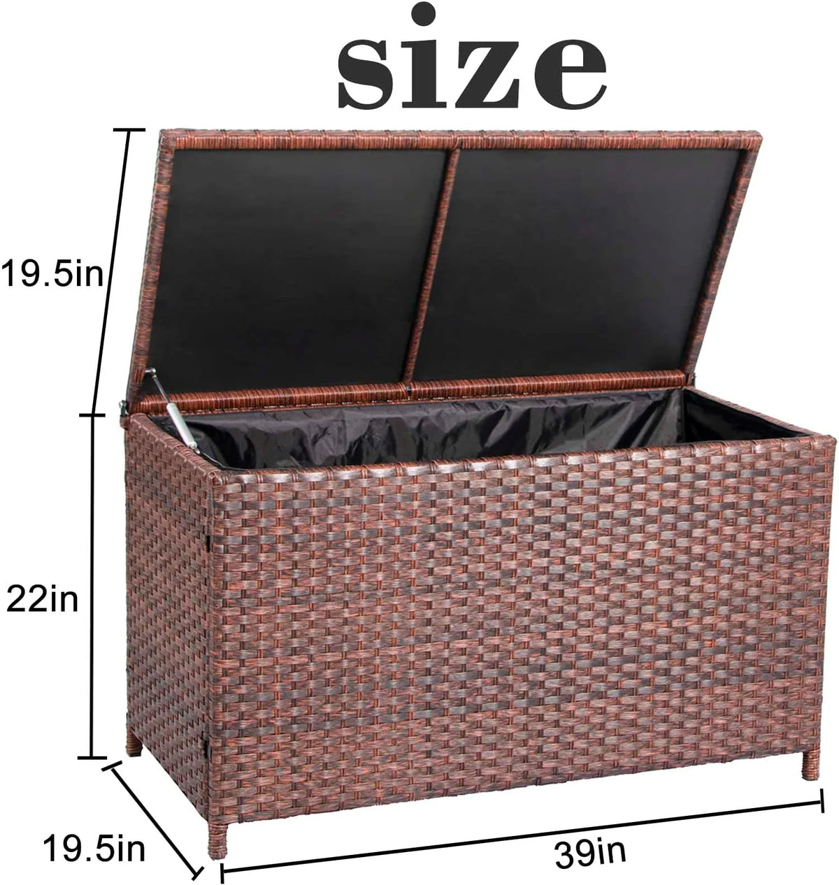 Outdoor Wicker Rattan Storage Box Table 70 Gallon M5339