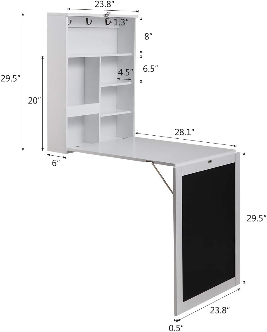 Wall Mounted Folding Desk with Storage D8584