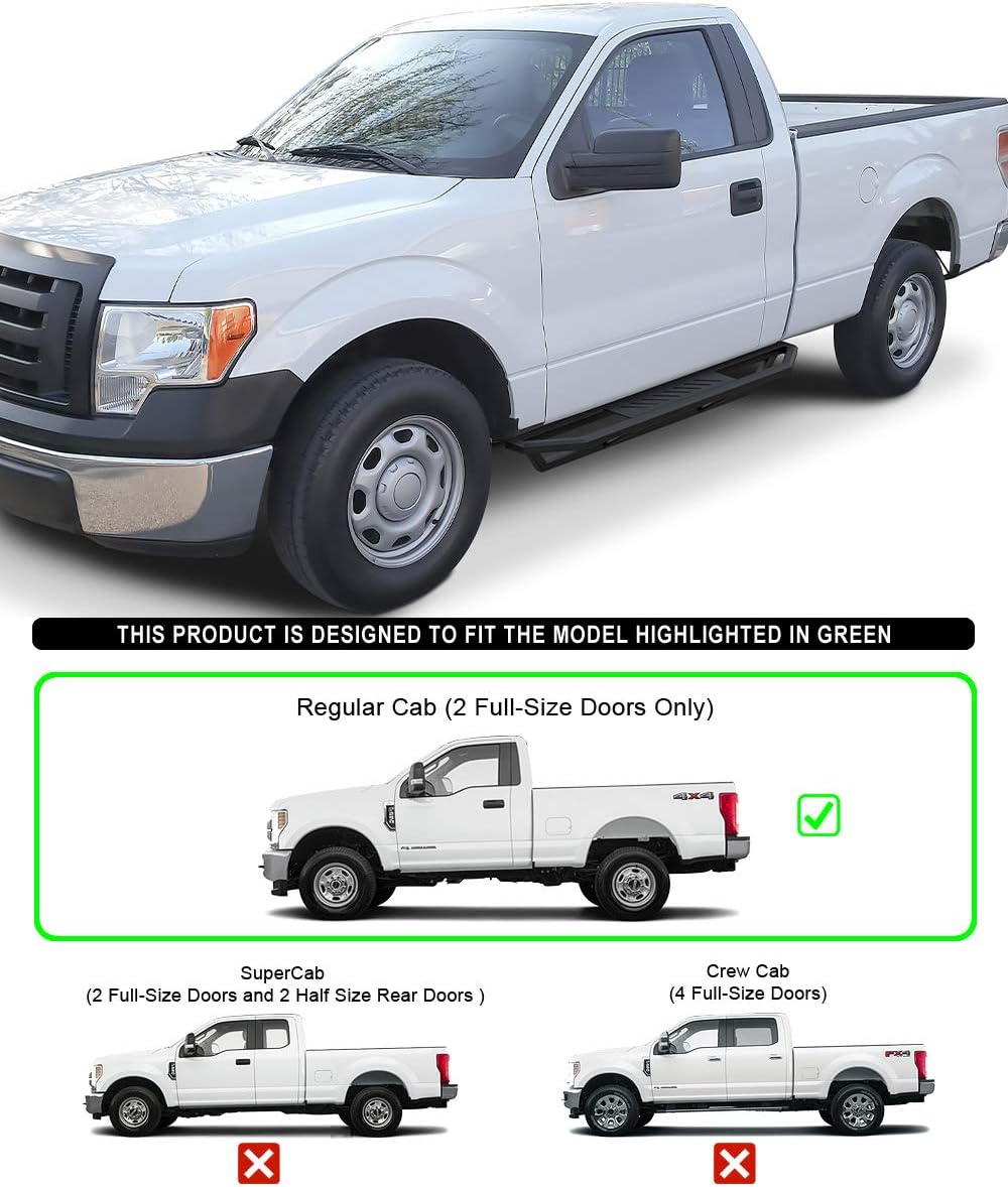 Aluminum Running Boards Compatible with Ford F150 Regular Cab S1740