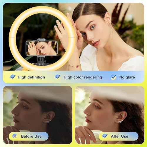 14'' Selfie Ring Light with 62'' Tripod Stand and Phone Holder, Dimmable LED Circle Lighting P16145