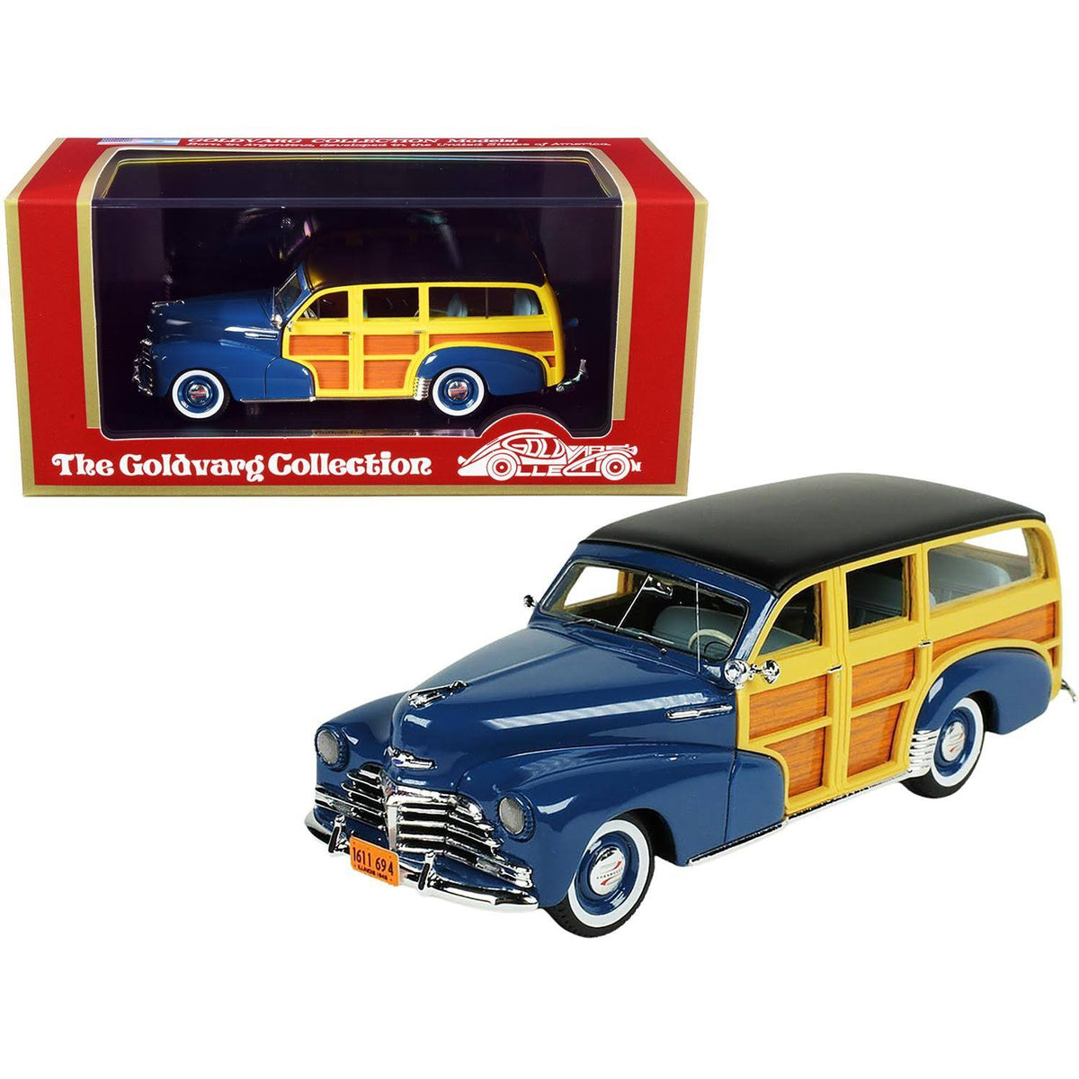 1948 Chevrolet Fleetmaster Woodie Station Wagon Blue with Black Top 1/43 Model Car N9169