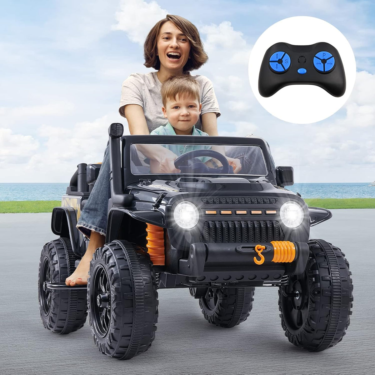 Black Kids Ride On Car with Parent Remote Control V633619