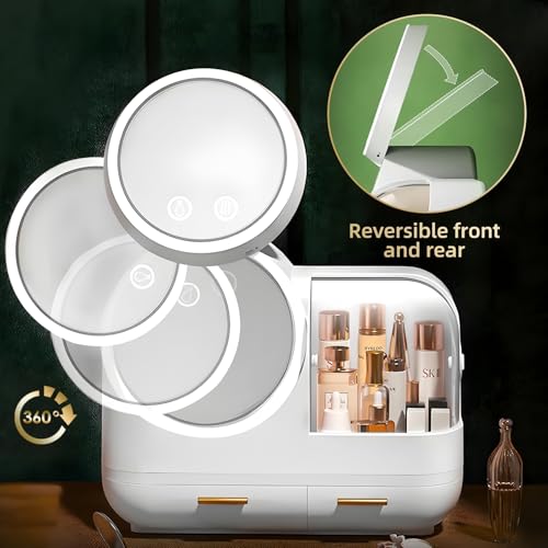 White 15" L×8.5"W×12"H Desktop Makeup Box with Drawers M58495