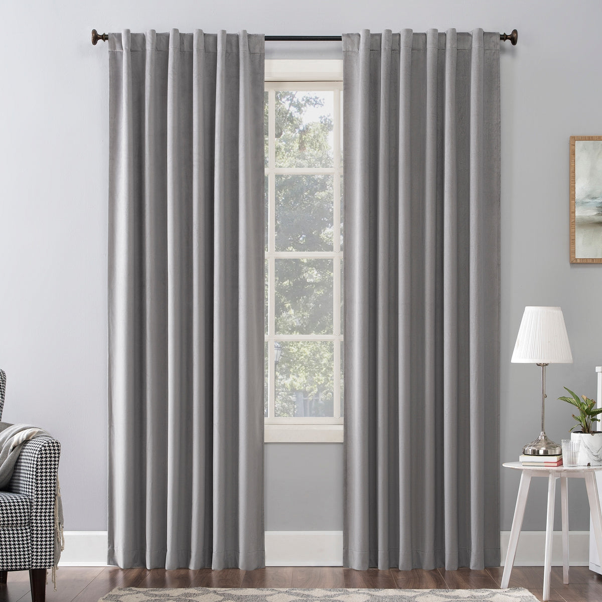 Gray Velvet Blackout Curtain Panel 50x108 S150