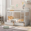 White Twin over Twin Bunk Bed with Drawers O582910