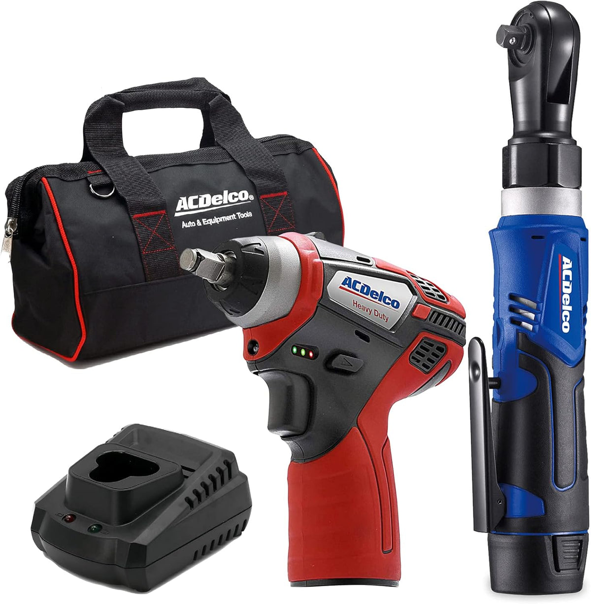 12V Li-ion Cordless 3/8” Ratchet Wrench & Impact Wrench Combo Tool Kit M343