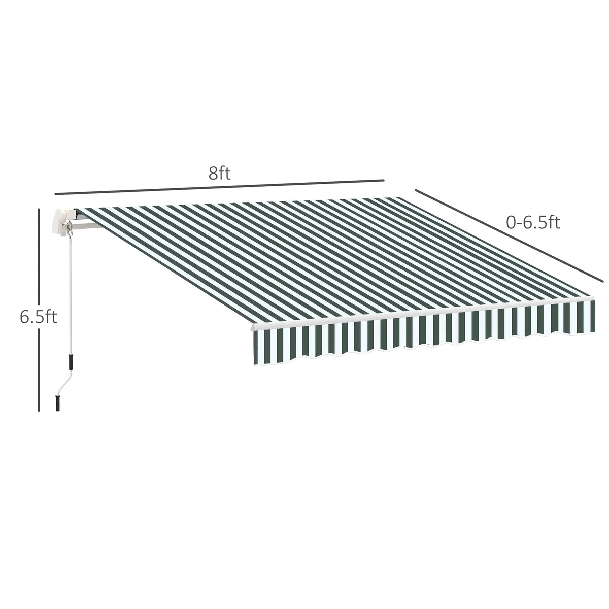 Green White Retractable Patio Awning T893