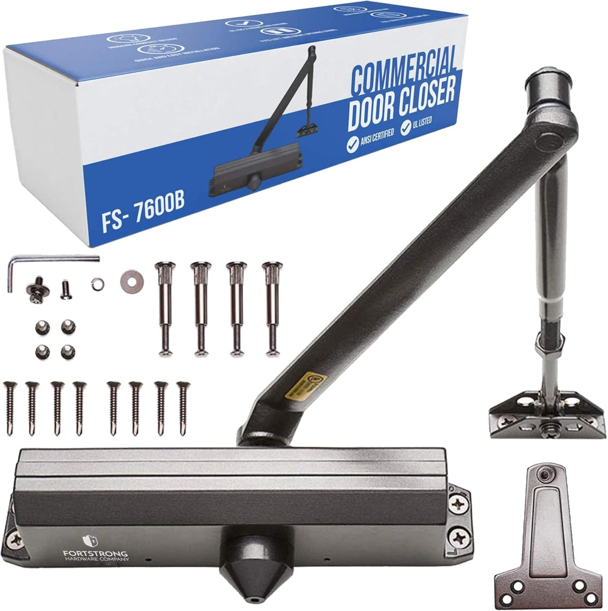 Black Finish Commercial Door Closer with Hold-Open Mechanism Y59414