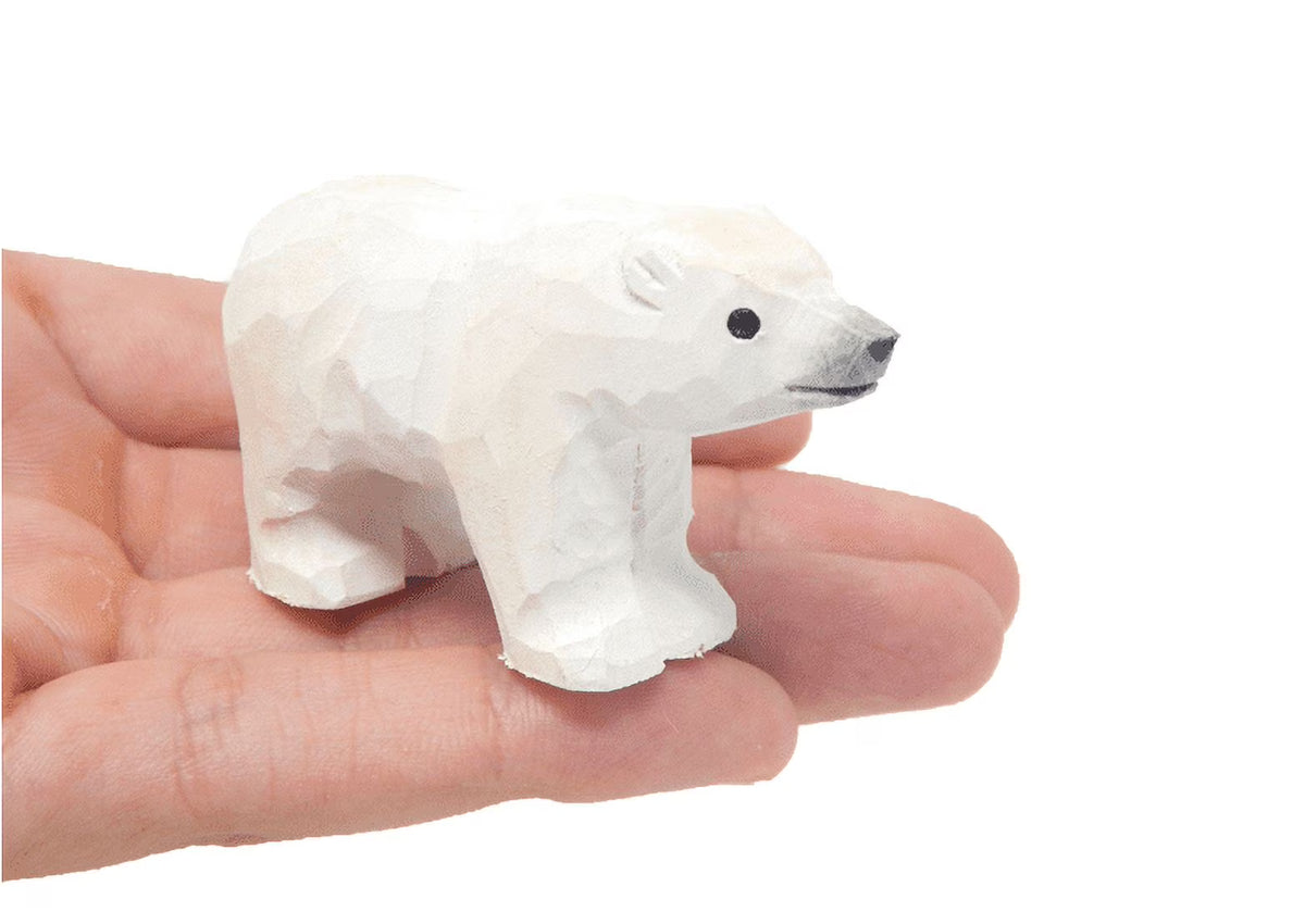 White Polar Bear Small 2" Wooden Figurine R30206