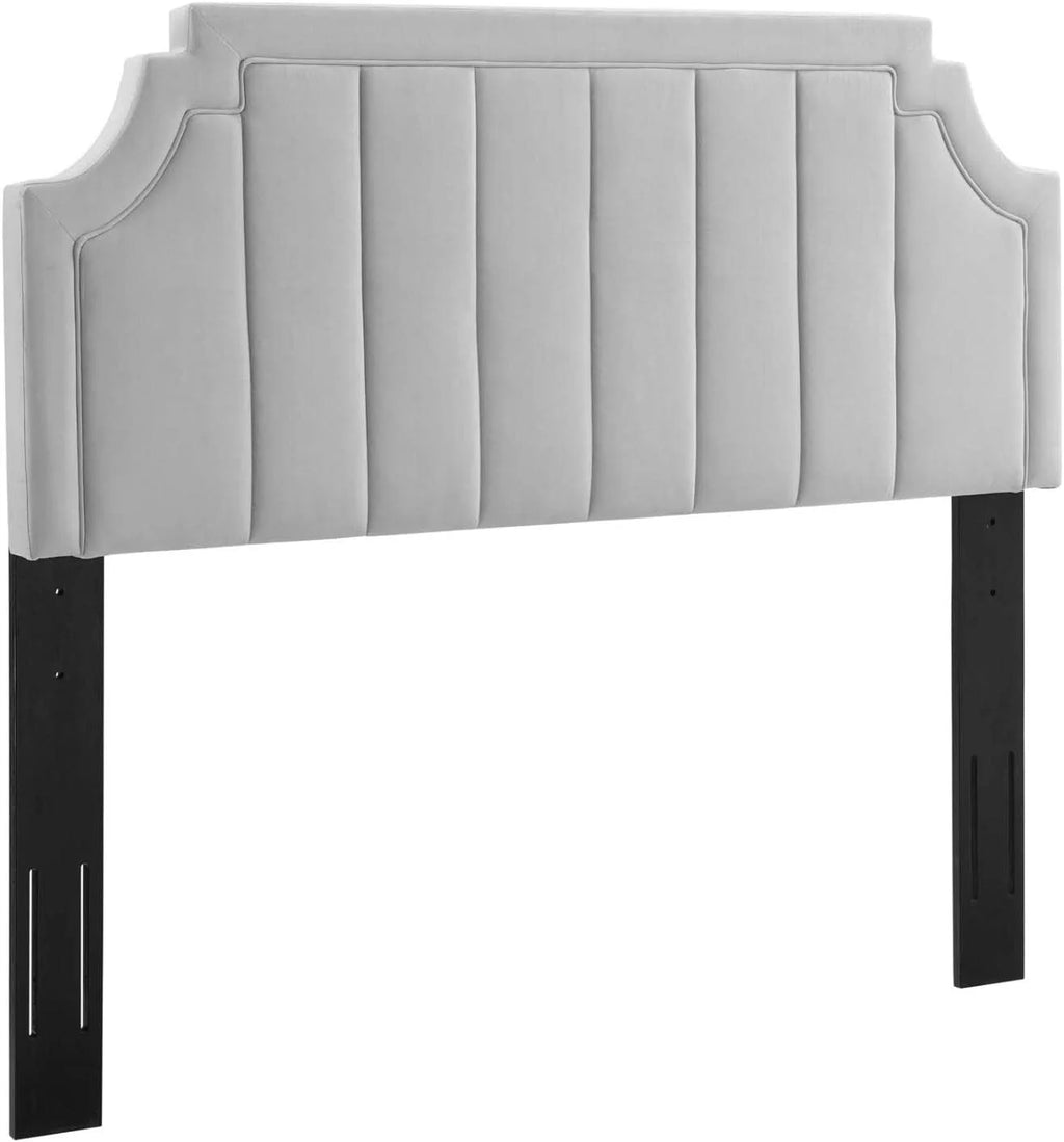 Light Gray Channel Tufted Performance Velvet Headboard G6521