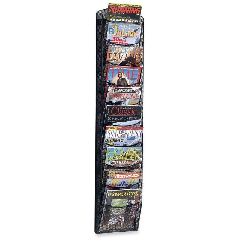 Onyx Mesh Magazine Wall Rack 10 Pocket Black L93065