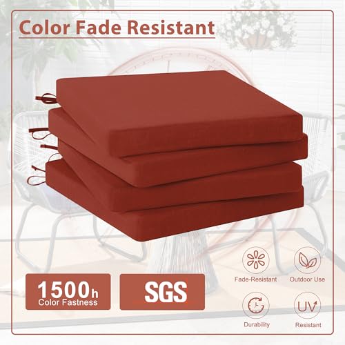 Outdoor Chair Cushion Set of 4 Rainproof Color Fade Resistant 19 x 19 x 2 in Square Z70683