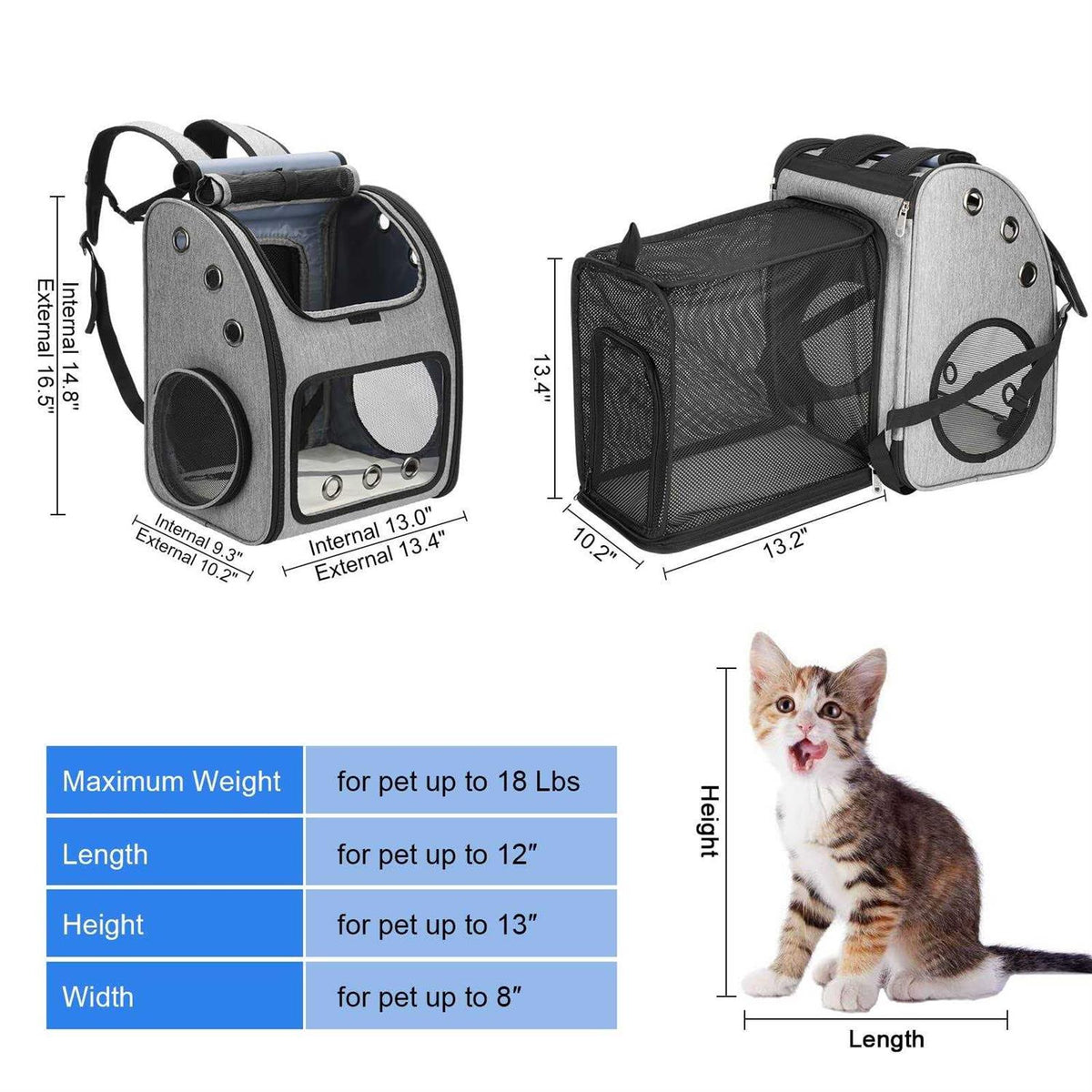 Expandable Pet Carrier Backpack F994