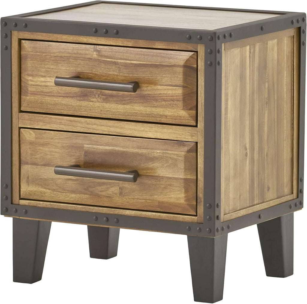 Natural Stained Acacia Wood Two Drawer Night Stand T813919