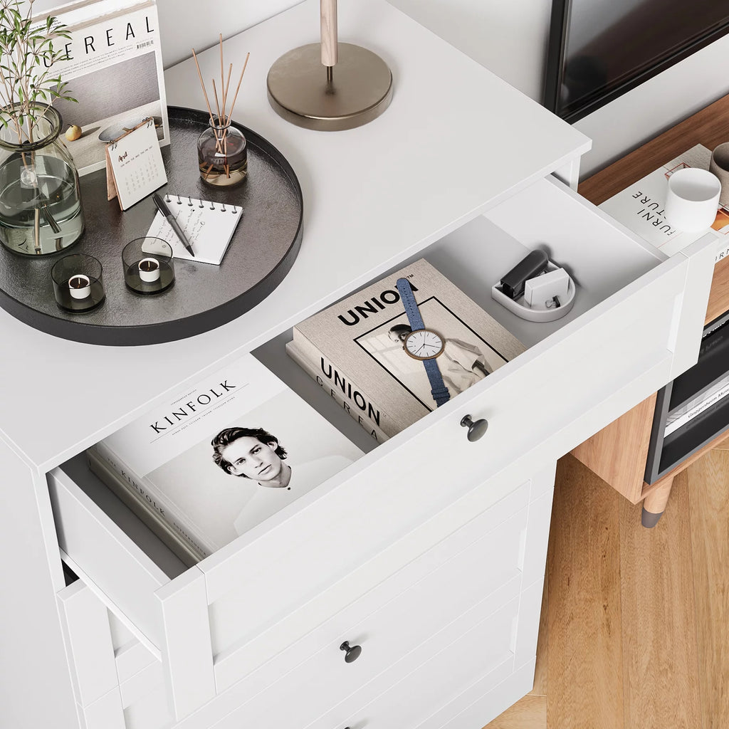 White 5 Drawer Wood Dresser P88489