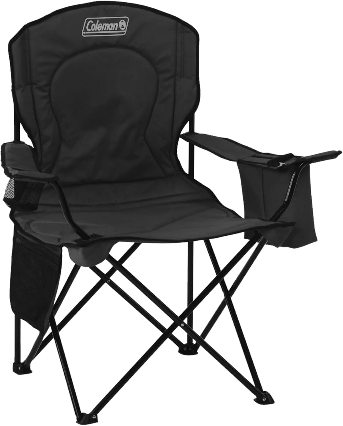 4/6 Person Dark Room Camping Tent with Screened Porch, Folding Beach Chair with Built in Drinks Cooler X332