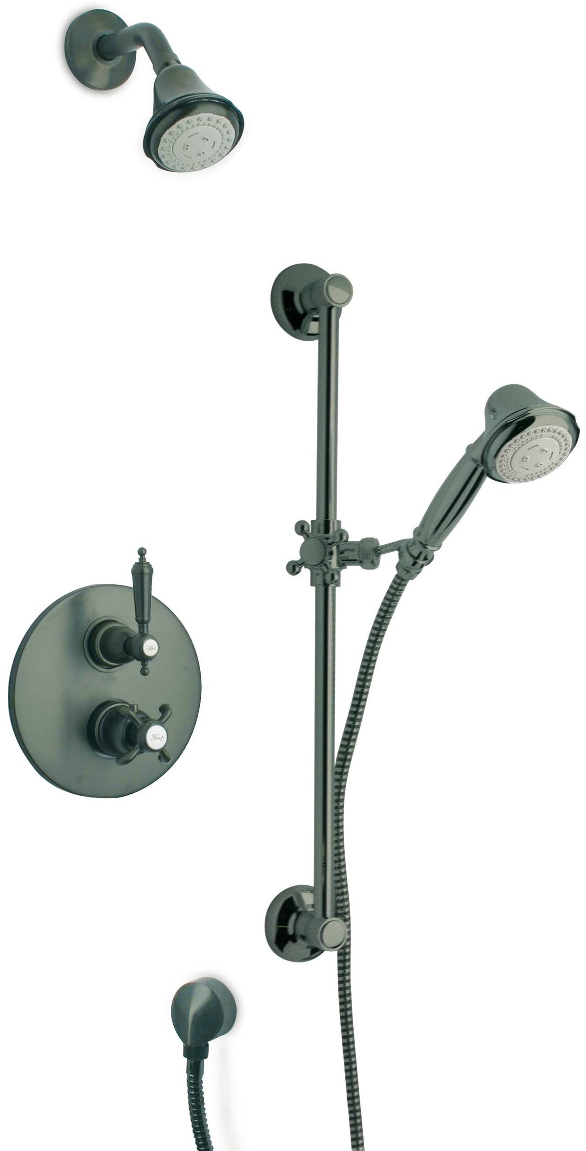 Chrome Thermostatic Shower System with Two Way Diverter and Slide Bar Kit B204749