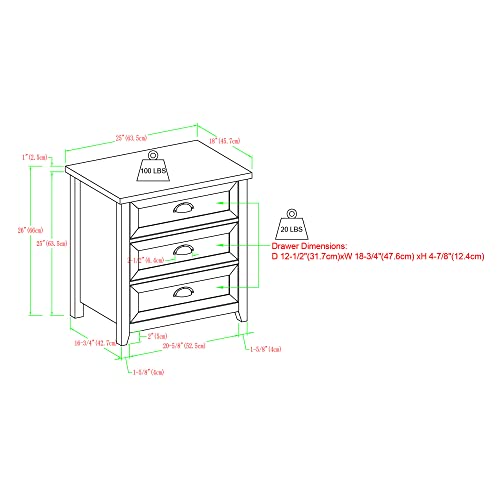 White Oak 3 Drawer Nightstand Set of 2 D6019