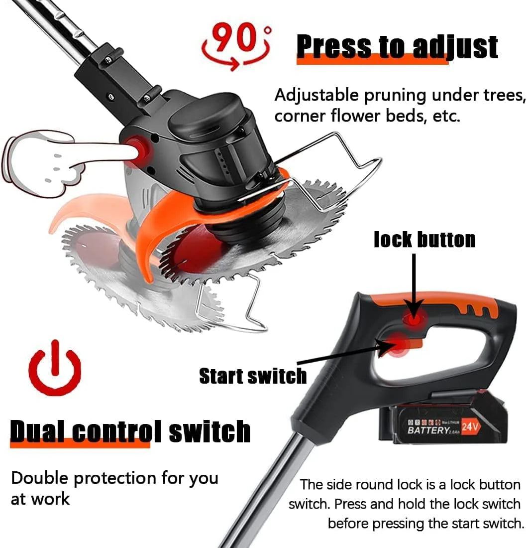 Cordless Electric Grass Trimmer with 3 Types Blades 2 Batteries W35475