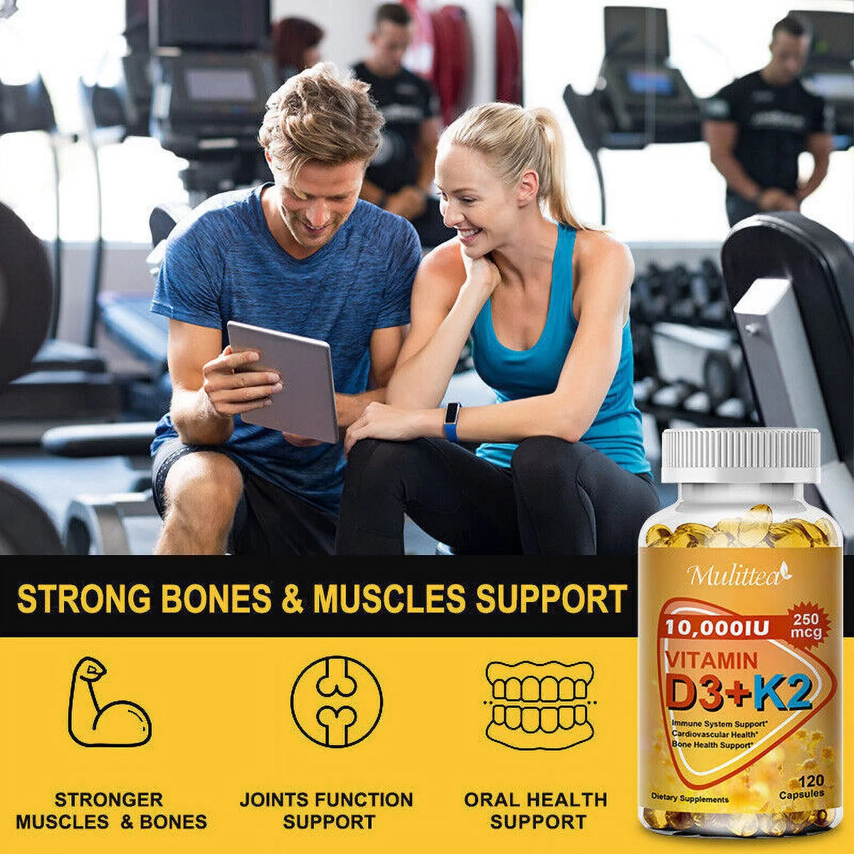 Vitamin K2 (MK7) with D3 10,000 IU 120 Capsules Pack of 2 A861