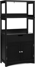 White Free Standing Bathroom Floor Cabinet with Drawer and Shelves K718105